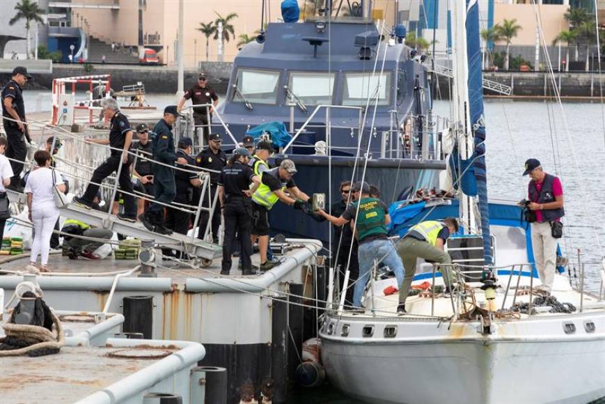FOTOGRAFÍA. LAS PALMAS DE GRAN CANARIA (ESPAÑA), 02.09.2019. España ha interceptado en el Atlántico, cerca de las Islas Azores, un narcovelero cargado con 797 kilos de cocaína. coca. Efe