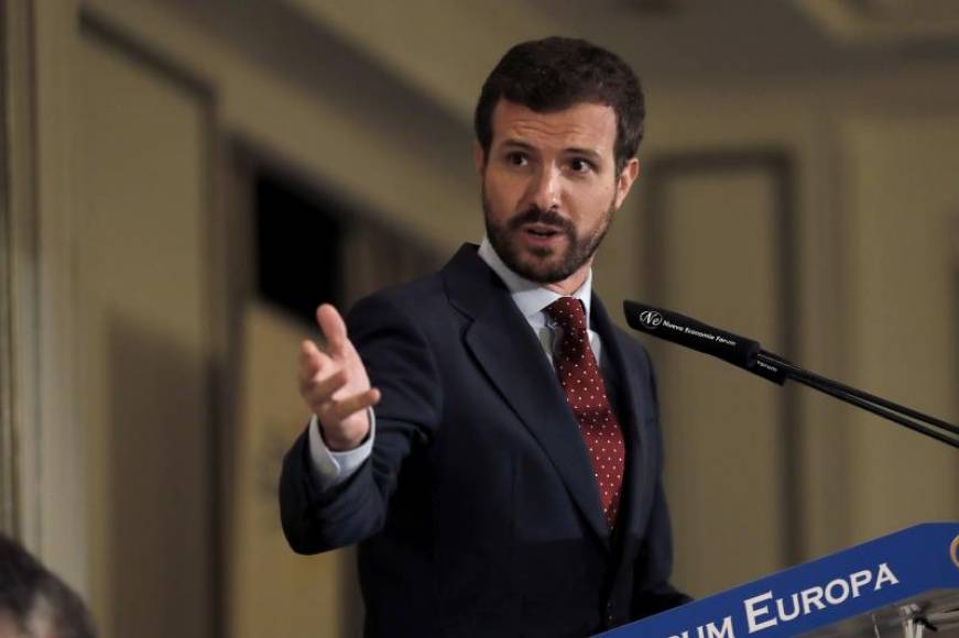 FOTOGRAFÍA. MADRID (ESPAÑA), 09.09.2019. El líder del PP, Pablo Casado, interviene este lunes en un desayuno informativo en Madrid. Efe