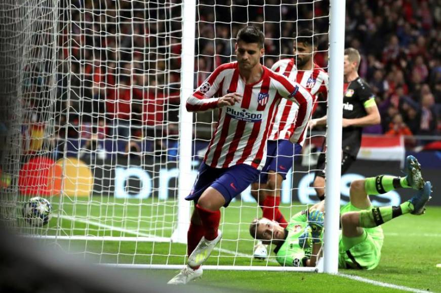 FOTOGRAFÍA. MADRID (ESPAÑA), 22.10.2019. El delantero español del Atlético de Madrid Álvaro Morata celebra su gol, el primero del partido. Efe