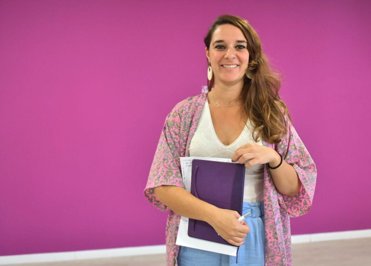 FOTOGRAFÍA. MADRID (ESPAÑA), 30.09.2019. La portavoz del Consejo de Coordinación de Podemos, Noelia Vera, hoy en rueda de prensa.Ñ Pueblo