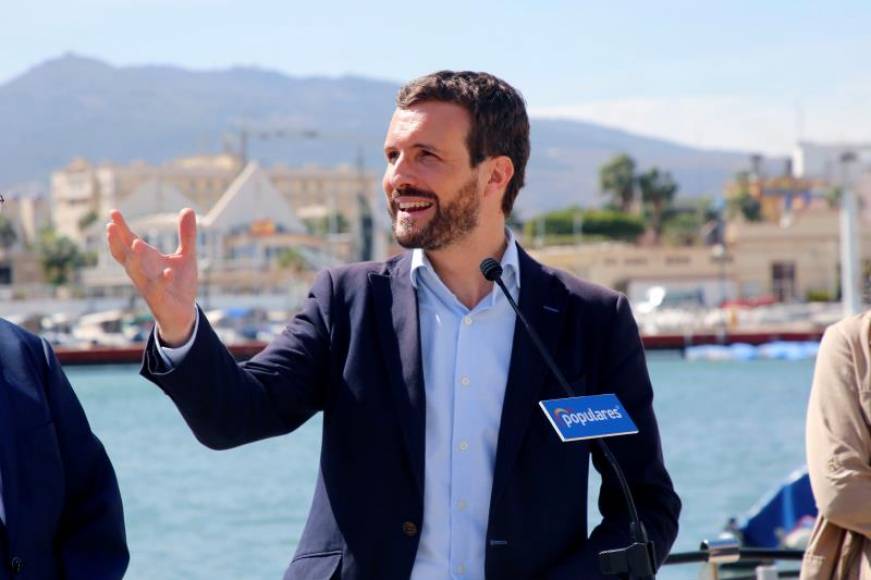 FOTOGRAFÍA. MELILLA (ESPAÑA), 03.10.2019. El presidente del Partido Popular, Pablo Casado, en rueda de prensa antes del encuentro mantenido con empresarios de Melilla. Efe