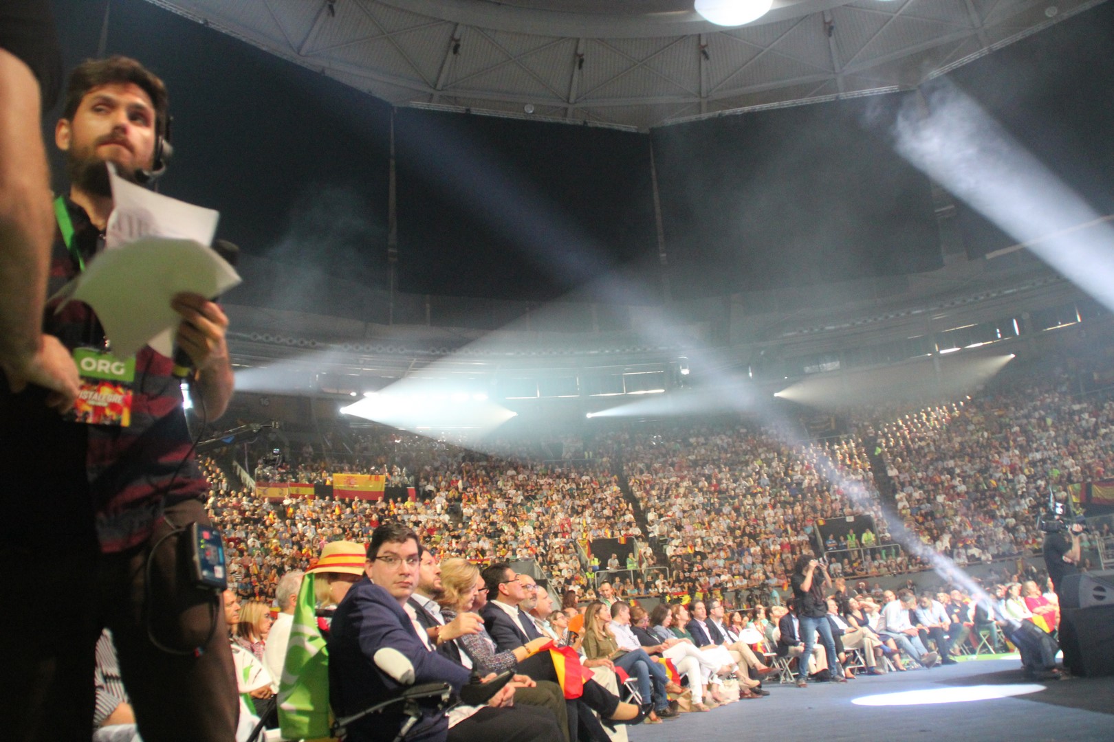 FOTOGRAFÍA. PALACIO VISTALEGRE ARENA (MADRID) ESPAÑA, 06.10.2019. VOX saca músculo en Madrid con más de 13,5 mil personas en su acto «Plus Ultra». Ñ Pueblo (69)