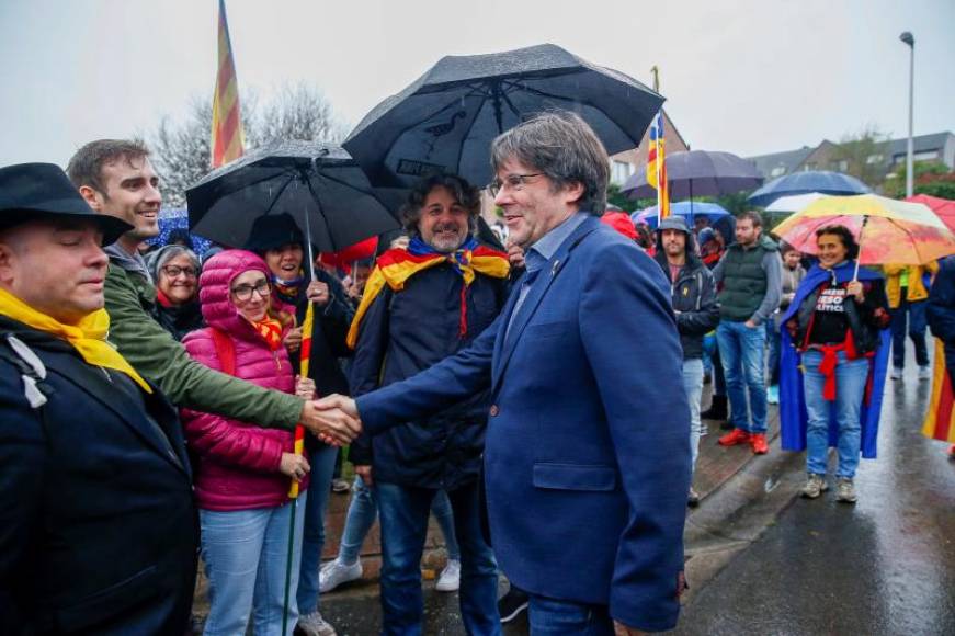 FOTOGRAFÍA. WATERLOO (BÉLGICA), 20.10.2019. El expresidente de la Generalitat de Cataluña Carles Puigdemont participa en un acto de protesta. Efe