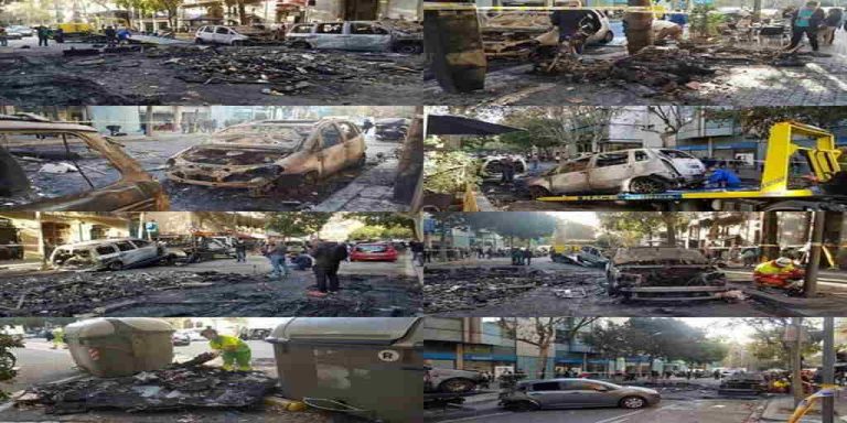 Combo de fotografías de una ciudad de Barcelona, atacada por los CDR: las «guerrillas» del separatismo