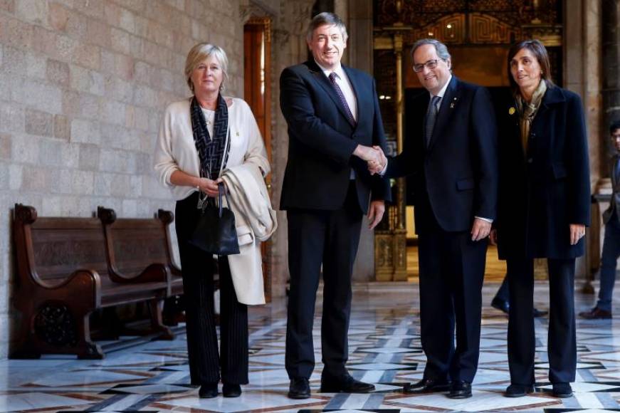 FOTOGRAFÍA. BARCELONA (ESPAÑA), 30.11.2019. El presidente de la Generalitat, Quim Torra (2d), y el presidente de Flandes, Jan Jambon (2i). eFE