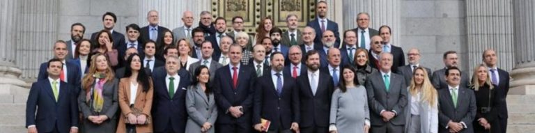 Foto de familia de »Los 52» de VOX en el Congreso de los Diputados