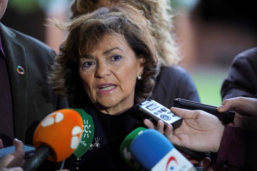 FOTOGRAFÍA. CÓRDOBA (ESPAÑA), 21.12.2019. La vicepresidente del Gobierno en funciones, Carmen Calvo, se dirige a medios de comunicación a su llegada al Comite del PSOE. Efe