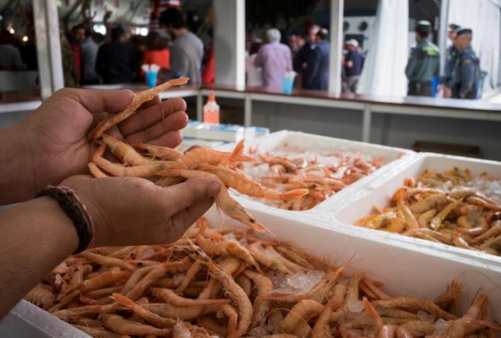 FOTOGRAFÍA. ESPAÑA, DICIEMBRE DE 2019. Vista de una parada de gambas en un centro comercial. Efe