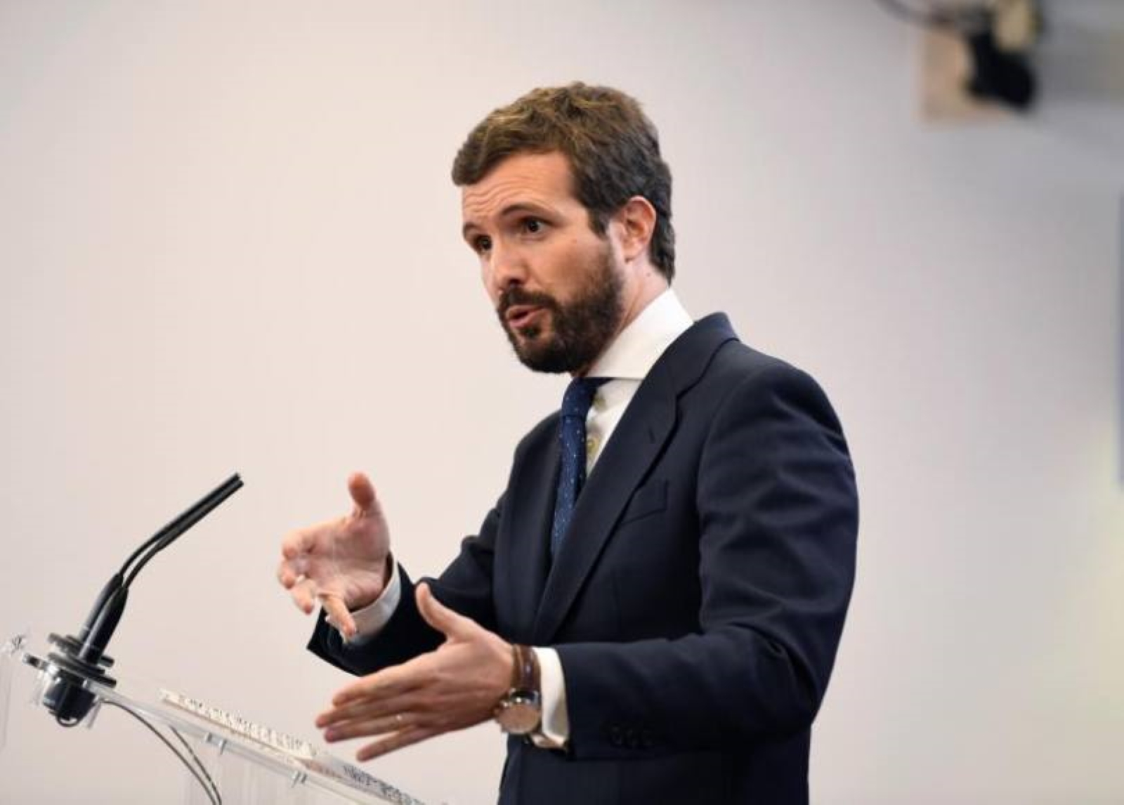 FOTOGRAFÍA. MADRID (ESPAÑA), 11.12.2019. El líder del PP, Pablo Casado, este miércoles durante la rueda de prensa que ha ofrecido en el Congreso. Efe