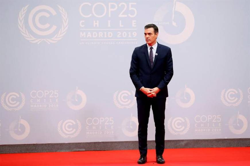 FOTOGRAFÍA. MADRID (ESPAÑA), DICIEMBRE DE .2019. El presidente del Gobierno en funciones, Pedro Sánchez, al inicio de la vigésimo quinta conferencia del clima de la ONU (COP25). Efe