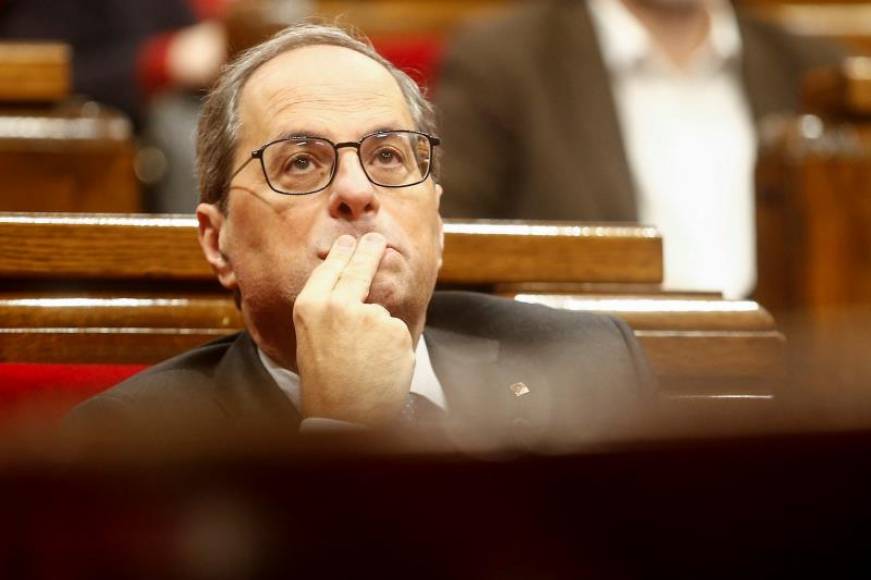 FOTOGRAFÍA. PARLAMENTO DE CATALUÑA (BARCELONA) ESPAÑA, AÑO 2019. El condenado a un año y medio de inhabilitación y más de 30 mil euros de multa por desobediencia, Joaquim (Quim) Torra Pla. Efe