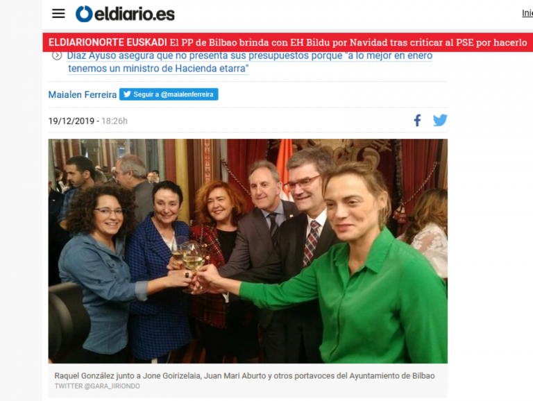 El PP de Pablo Casado y Cayetana brinda con los proetarras de Bildu de Arnaldo Otegi