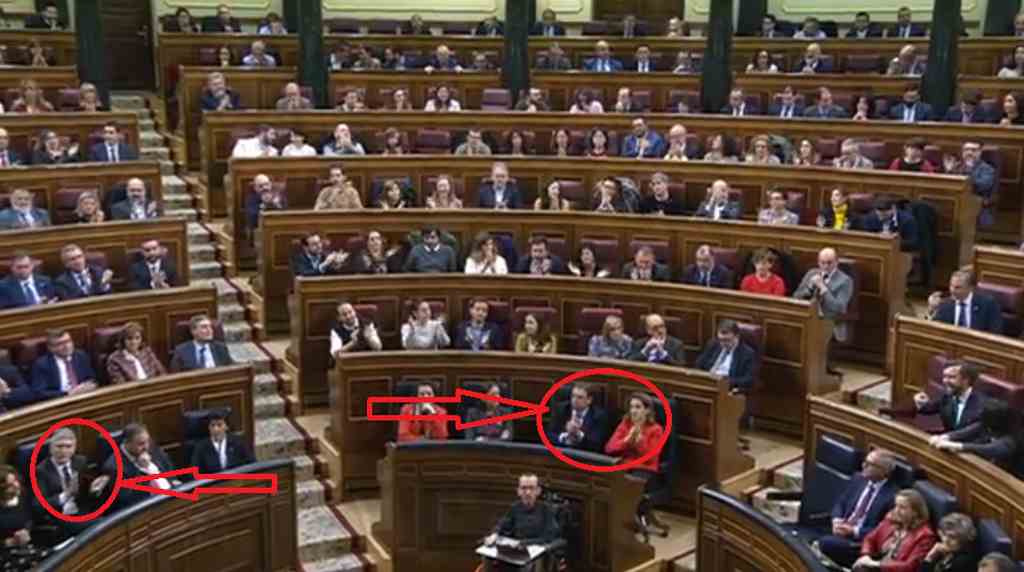FOTOGRAFÍA. CONGRESO DE LOS DIPUTADOS. INVESTIDURA DE SÁNCHEZ. PSOE, separatistas y proetarras aplauden a Batet en la intervención d ela portavoz bilduetarra. Ñ Pueblo