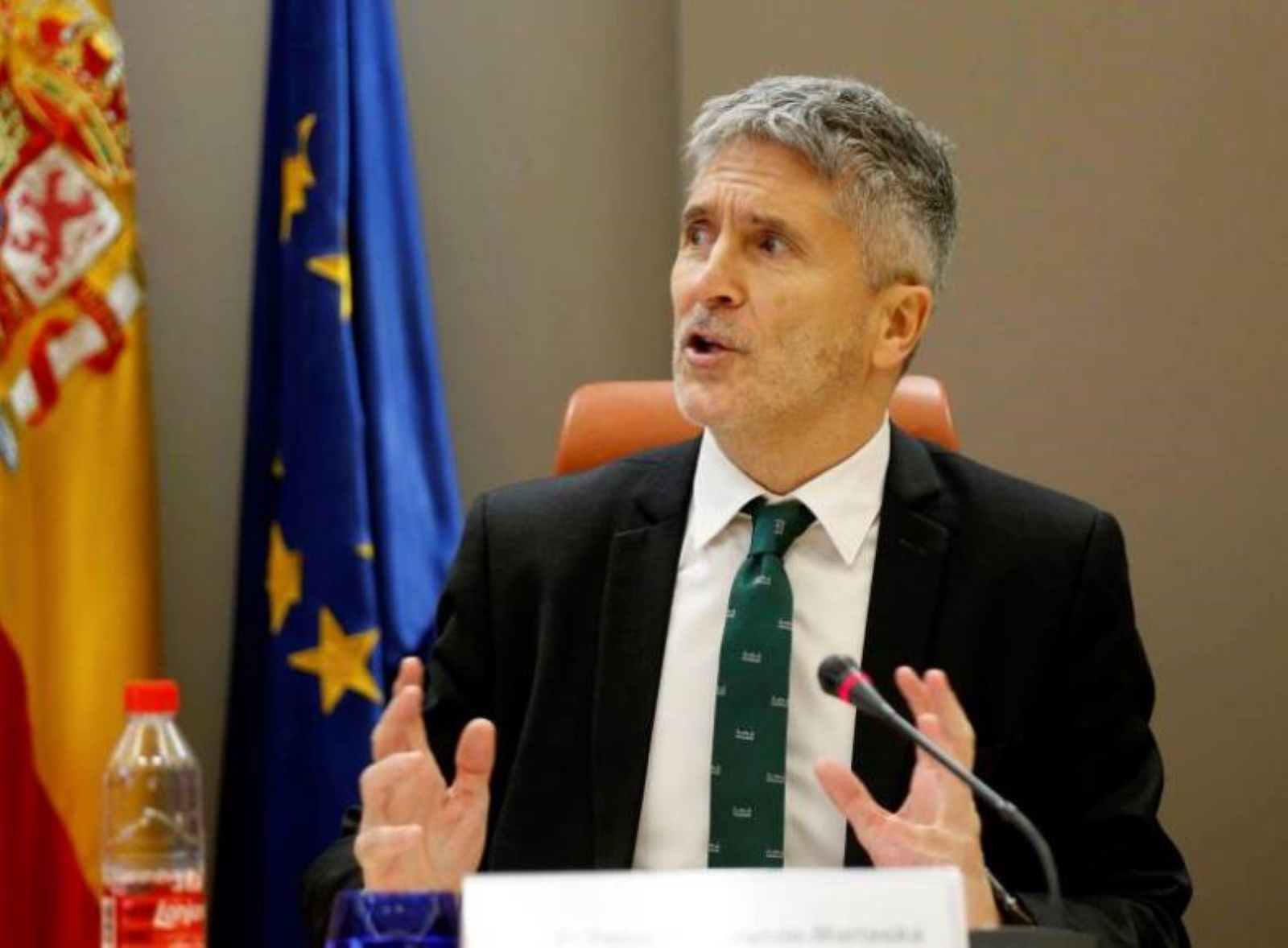 FOTOGRAFÍA. MADRID (ESPAÑA), 02.01.2020. El ministro de Interior en funciones, Fernando Grande-Marlaska, durante la rueda de prensa. Efe