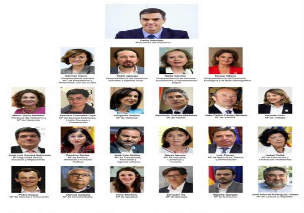 FOTOGRAFÍA. MADRID (ESPAÑA), 13.01.2020. El nuevo Gobierno de coalición de Pablo Iglesias (Podemos) y de Pedro Sánchez (PSOE). Efe