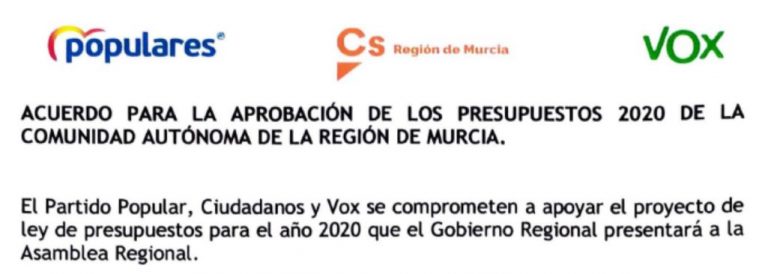 VOX da su «sí» en Murcia a cambio del «Pin Parental» y expulsión de los (MENAS)