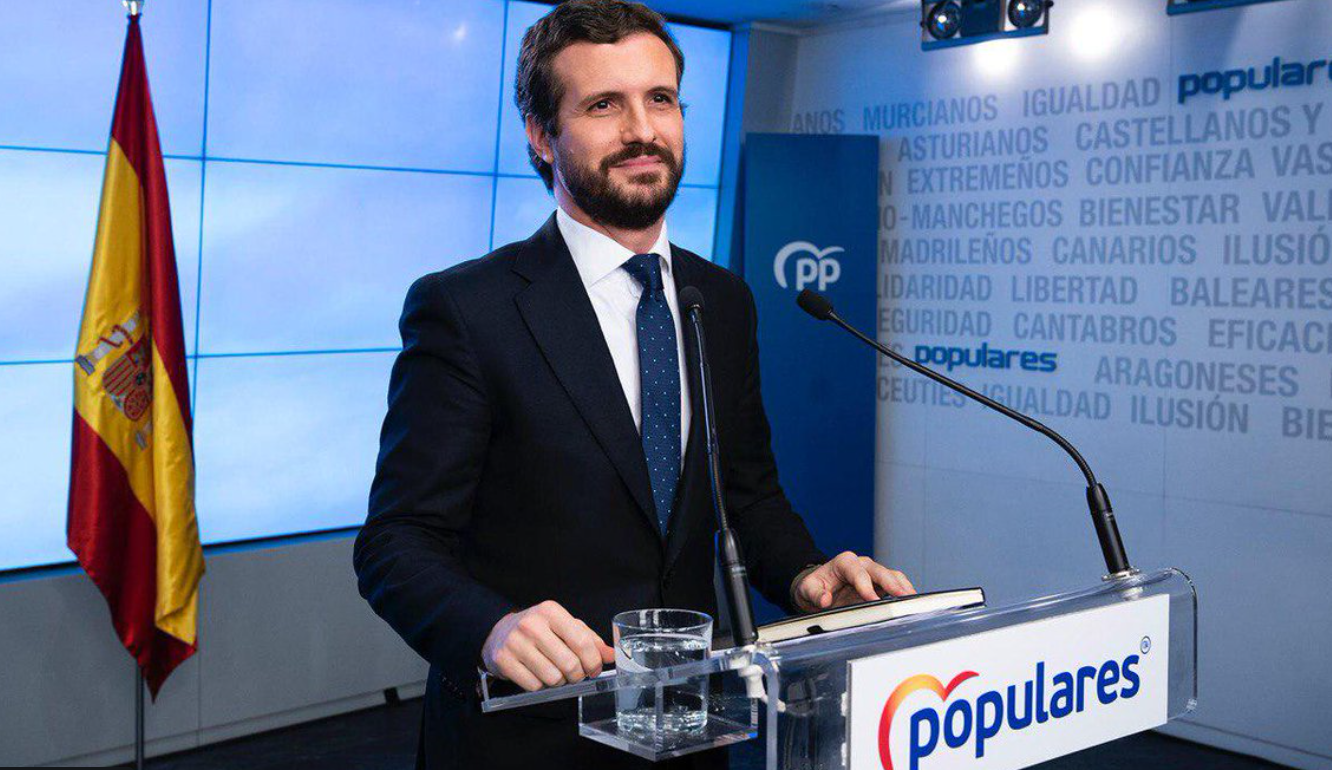 FOTOGRAFÍA. SEDE DEL PP (MADRID) ESPAÑA, 30.12.2019. Rueda de prensa del presidente del PP, Pablo Casado. Ñ pueblo
