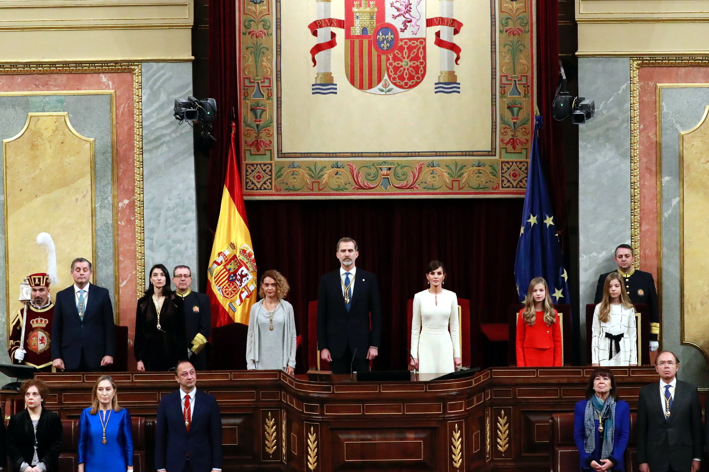 FOTOGRAFÍA. CONGRESO DE LOS DIPUTADOS (MADRID) ESPAÑA, 03.01.2020. El rey Felipe VI y Reina Letizia Ortiz Rocasolano, la princesa e Infanta. Ñ Pueblo. (8)