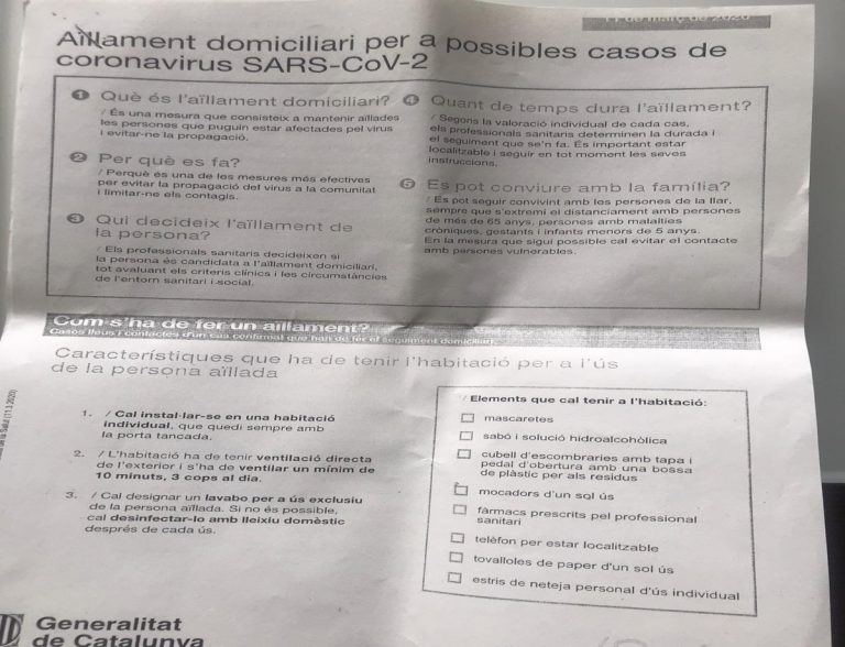 Una catalana aislada por coronavirus denuncia fraude masivo en la cifra de contagiados