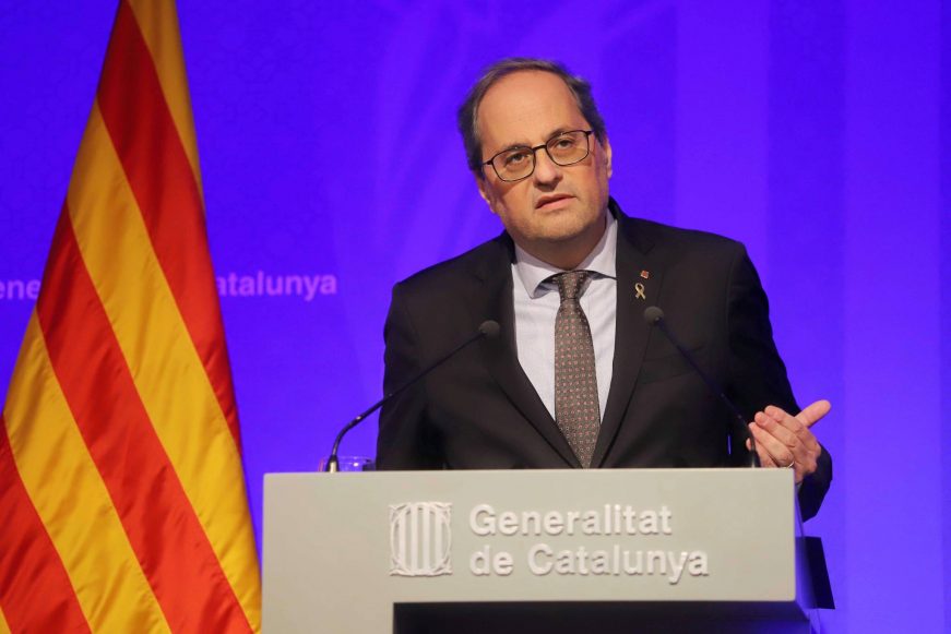 FOTOGRAFÍA. (BARCELONA) ESPAÑA, CRISIS EL CORONAVIRUS EN TODA ESPAÑA A VISPERAS DE LA DECLARCIÓN DEL ESTADO DE ALARMA, 13.03.2020. Quim Torra., Ñ Pueblo