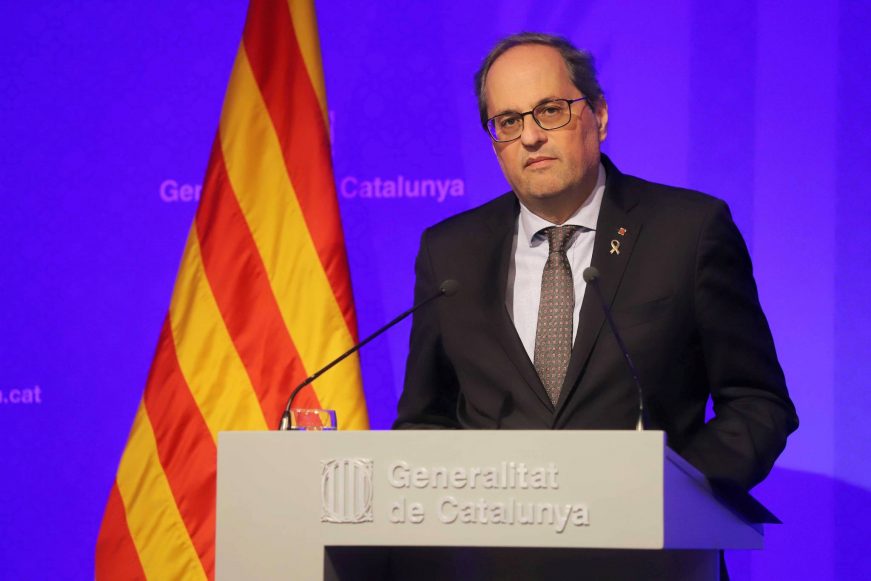 FOTOGRAFÍA. (BARCELONA) ESPAÑA, CRISIS EL CORONAVIRUS EN TODA ESPAÑA A VISPERAS DE LA DECLARCIÓN DEL ESTADO DE ALARMA, 13.03.2020. Quim Torra. Ñ Pueblo.