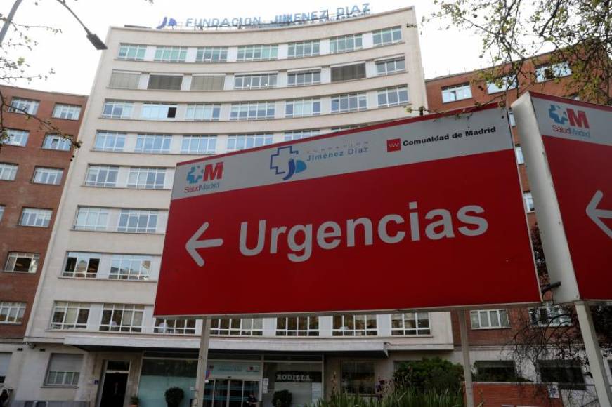 FOTOGRAFÍA. MADRID (ESPAÑA), 20.03.2020. Vista del cartel de Urgencias del Hospital Universitario Fundación Jiménez Díaz de Madrid. Efe