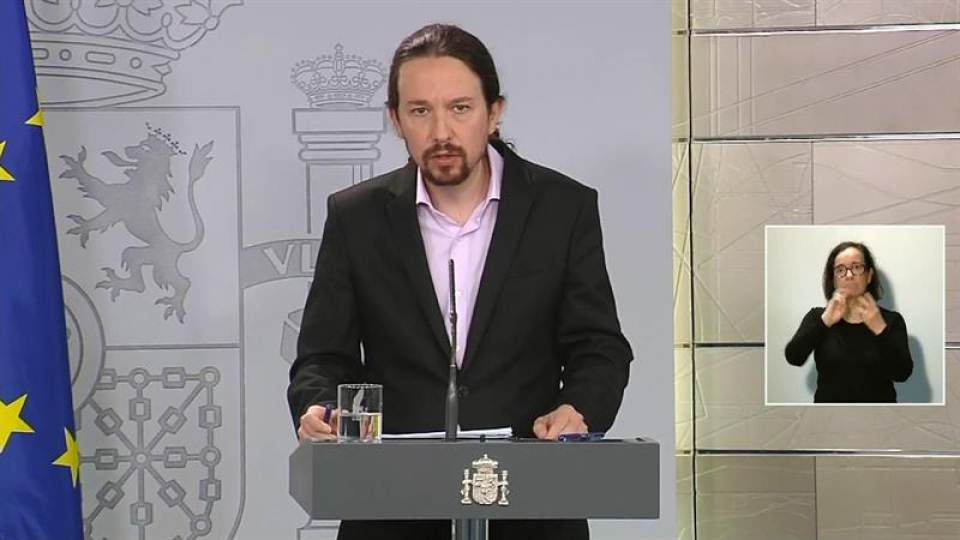 FOTOGRAFÍA. MADRID (ESPAÑA), ABRIL 2020. El vicepresidente segundo del Gobierno, Pablo Iglesias. Efe