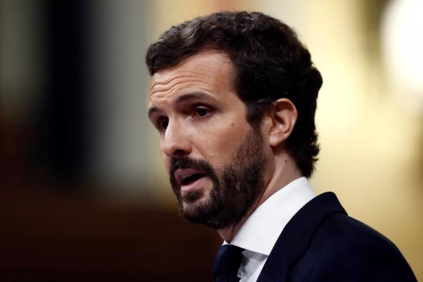 FOTOGRAFÍA. Madrid (ESPAÑA), 09.04.2020. El líder del PP, Pablo Casado, durante su intervención en el pleno del Congreso. Efe