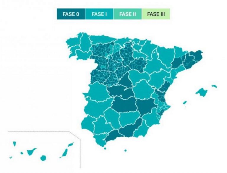 11 regiones de España más Ceuta y Melilla pasan a «Fase Uno» de la «desescalada» del COVID 19 de Sánchez