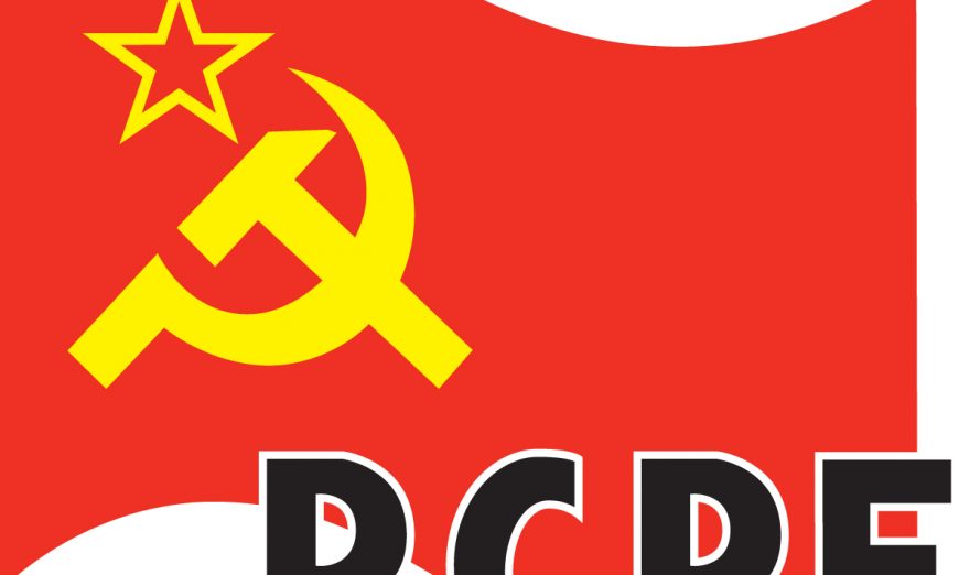 FOTOGRAFÍA. MADRID (ESPAÑA), MAYO DE 2020. Vista de un logotipo del Partido Comunista de los Pueblos de España (PCPE). Lasvocesdelpueblo (Ñ Pueblo)
