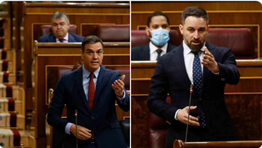 COMBO DE FOTOGRAFÍAS. CONGRESO DE LOS DIPUTADOS (MADRID) ESPAÑA, 17.06.2020. El presidente del Gobierno, Pedro Sánchez (i) presidente de VOX, Santiago Abascal 8d). Ñ Pueblo