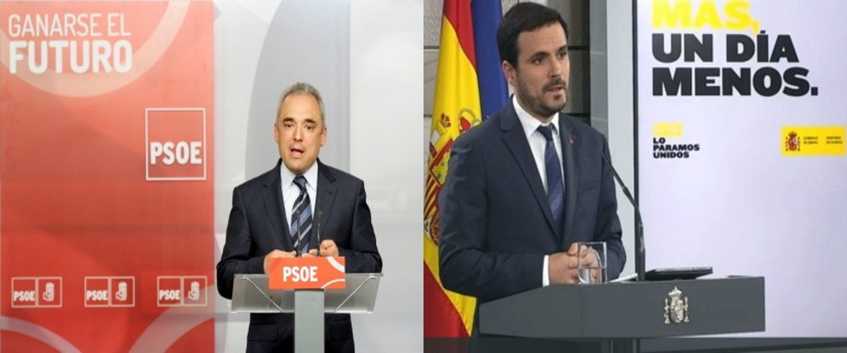 FOTOGRAFÍA. MADRID (ESPAÑA), FECHA COMBO DE FOTOGRAFÍAS, 08.06.2020. Los comunistas Rafael Simancas (i) (PSOE) y Alberto Garzón (d). Ñ Pueblo
