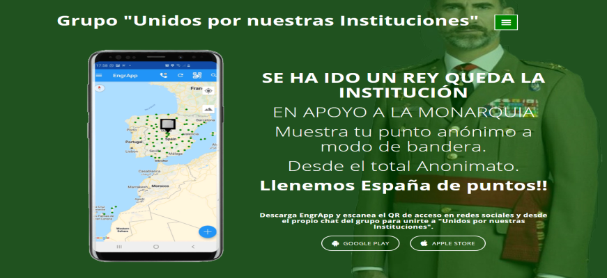 FOTOGRAFÍA. BARCELONA (ESPAÑA), 26.08.2020. Vista de la portada del sitio web del grupo social «Unidos por nuestras Instituciones». Ñ Pueblo