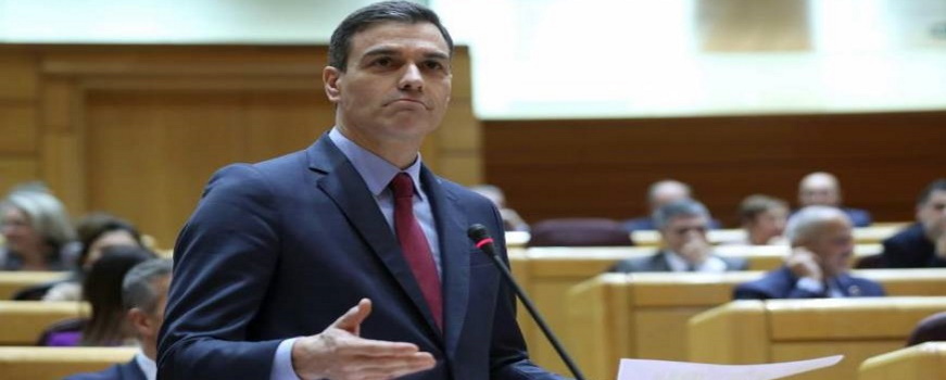 FOTOGRAFÍA. MADRID (ESPAÑA), 31.08.2020. El presidente del Gobierno de coalición de ultraizquierda, Pedro Sánchez, durante un pleno de la Cámara Alta. EFe