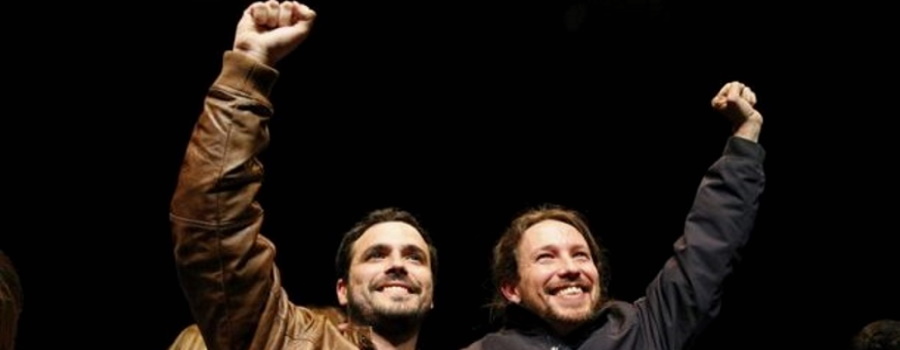 FOTOGRAFÍA. MADRID (ESPAÑA),INICIOS DE MAYO DE 2016. Los ultraizquierdistas chavistas, Alberto Garzón (i) (Izquierda Unida) y Pablo Iglesias (Podemos). Efe
