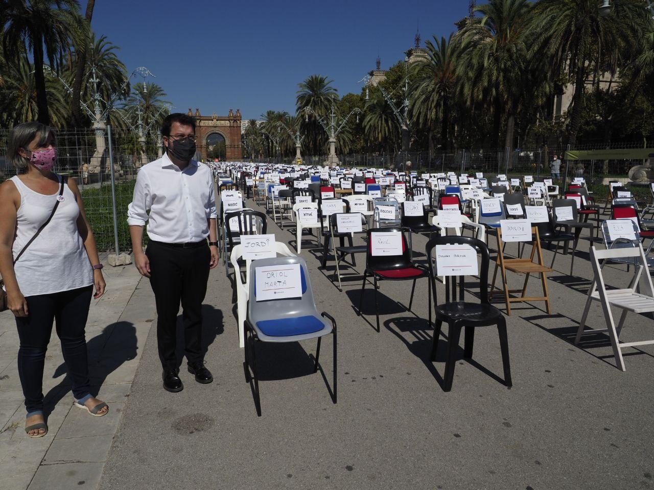 FOTOGRAFÍA. ARCO DE TRIUNFO DE BARCELONA (BARCELONA), 11.09.2020. El vicepresidente del Gobierno de coalición nacionalsocialista de ERC y JxCAT, Pere Aragonès (ERC). Ñ Pueblo