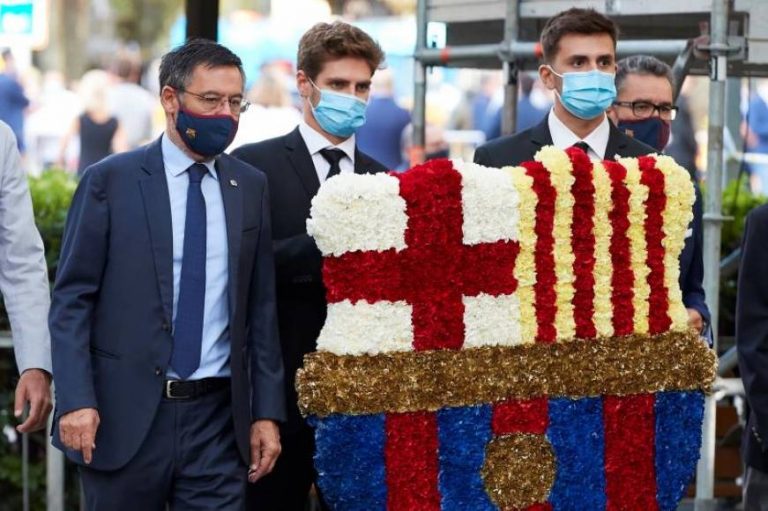 Diada 2020. FC Barcelona y su presidente Bartomeu homenajean a Rafael Casanova