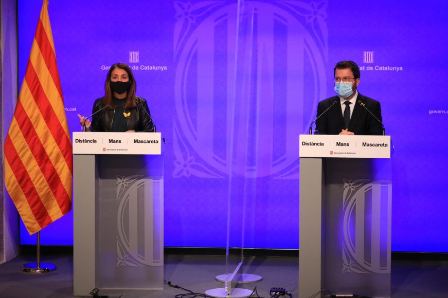 FOTOGRAFÍA. BARCELONA (ESPAÑA), 14.10.2020. El Ejecutivo de coalición nacionalsocialista de la Generalidad de Cataluña de JxCAT y ERC. Aragonés y Budó. Ñ Pueblo (1)