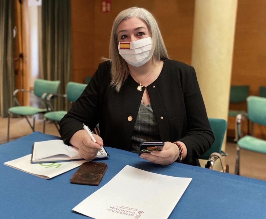 FOTOGRAFÍA. VALENCIA (ESPAÑA), 16.10.2020. La diputada del Grupo Parlamentario VOX Comunidad Valenciana, Ana María Cerdán, desde la cámara e la Comunidad Valenciana. (Ñ Pueblo).
