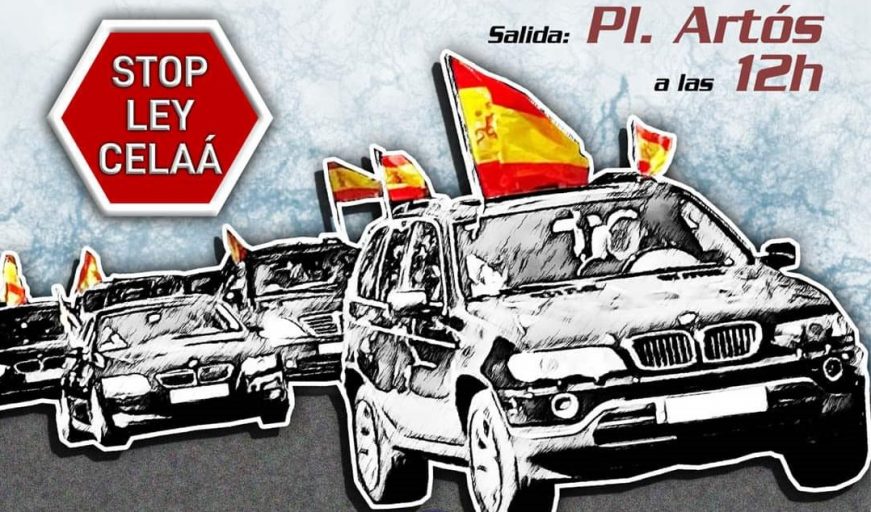 FOTOGRAFÍA, BARCELONA (ESPAÑA), 27.11.2020. Vista del cartel oficial de la manifestación motorizada del 6D en Cataluña. Ñ Pueblo (1)