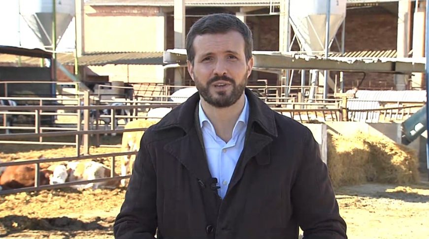 FOTOGRAFÍA. ALCARRÁS (LÉRIDA) ESPAÑA, 20.11.2020. El presidente nacional del Partido Popular (PP), Pablo Casado. (Ñ Pueblo)