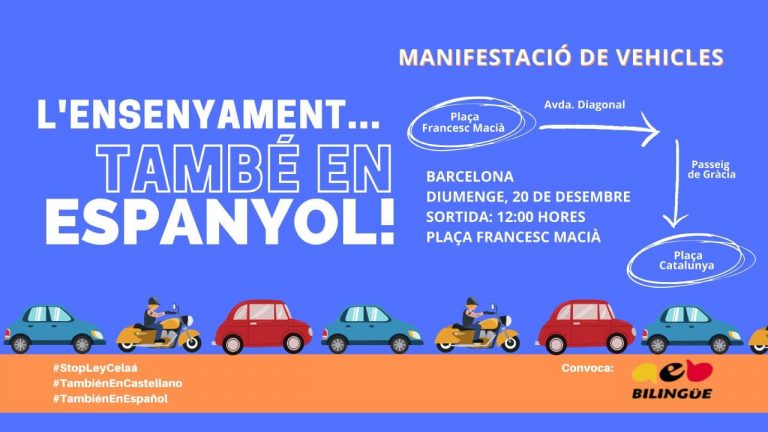 Manifiesto 20-D de Cataluña contra Ley Celaá: «La enseñanza también en español. No a la discriminación de los alumnos catalanes»