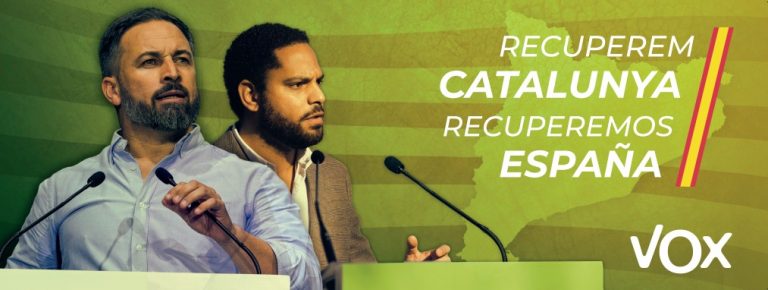 Cartel electoral del 14F catalán de VOX: «Recuperamos Cataluña» (Recuperem Catalunya)