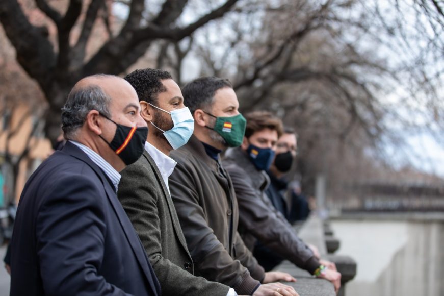 FOTOGRAFÍA. GERONA (ESPAÑA), 30.01.2021. El candidato de VOX a la presidencia de la Generalidad de Cataluña, Garriga, Abascal y Tarradas. Ñ Pueblo (3)