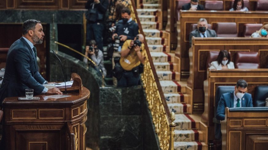FOTOGRAFÍA. CONGRESO DE LOS DIPUTADOS (MADRID) ESPAÑA, 24.02.2021. El presidente de Voz de los Españoles (VOX), Santiago Abascal Conde. Ñ Pueblo