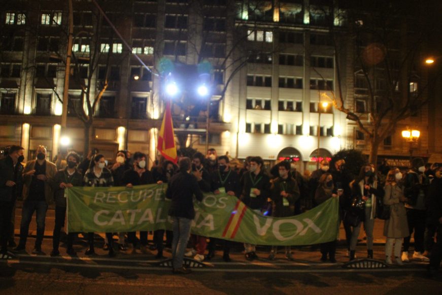 FOTOGRAFÍA. HOTEL AVENIDA PALACE DE BARCELONA (BARCELONA) ESPAÑA, 14.02.2021. VOX completa su implantación en cataluña con 11 escaños al 14F. Ñ pueblo (10)