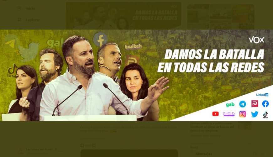 FOTOGRAFÍA. MADRID (ESPAÑA), 01.02.2021. Captura de la portada de la cuenta Twitter Oficial de la formación política la Voz de los Españoles (VOX). Ñ Pueblo