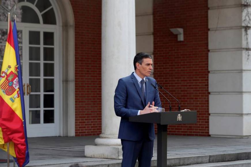 FOTOGRAFÍA. MADRID (ESPAÑA), 26.02.2021. El presidente del Gobierno, Pedro Sánchez durante la rueda de prensa en el Palacio de la Moncloa. Efe (2)