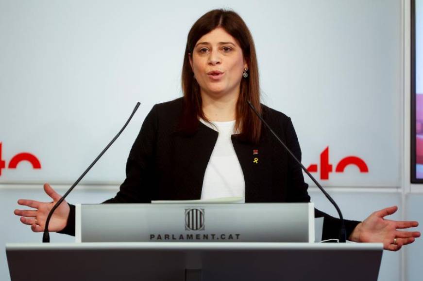 FOTOGRAFÍA. BARCELONA (ESPAÑA), 24.03.2021. La portavoz de JxCat en el Parlament de Cataluña, Gemma Geis, durante la rueda de prensa ofrecida este mediodía. Efe