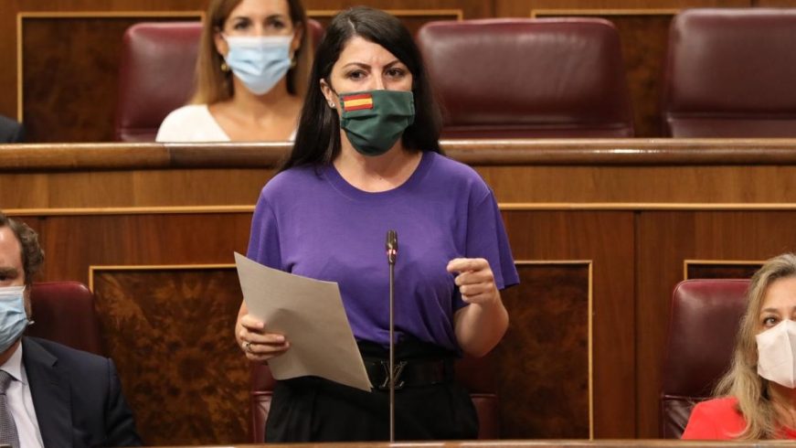 FOTOGRAFÍA. CONGRESO DE LOS DIPUTADOS (MADRID) ESPAÑA), FEBRERO DE 2021. La portavoz adjunta de VOX en el Congreso, Macarena Olona Choclán. Ñ Pueblo